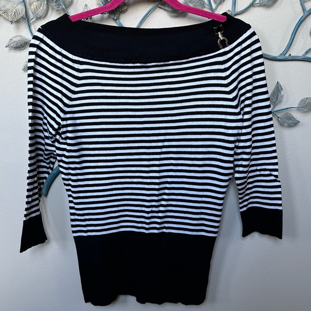 White House Black Market striped boatneck light sweater Small